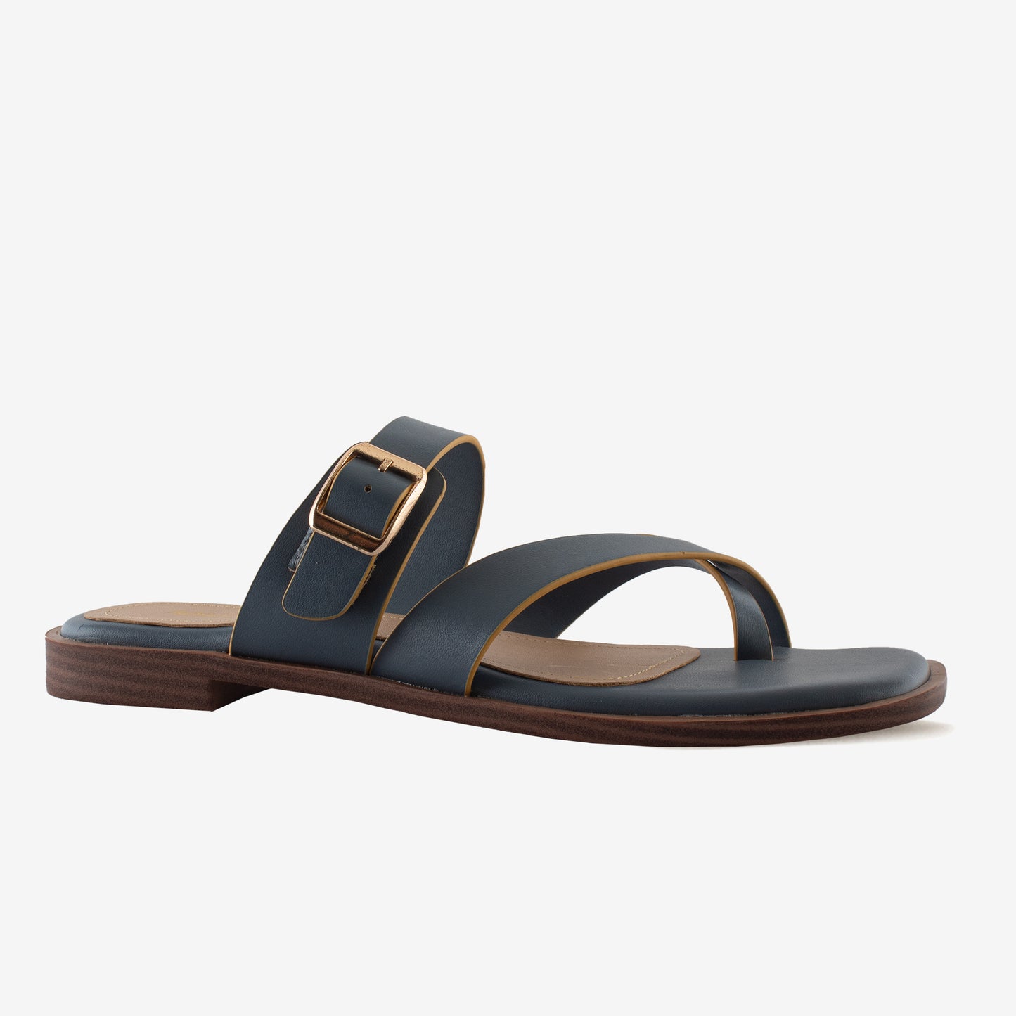 Schick a Walk Blue Dual Tone Toe-Ring Crossover-Strap Sandal For Women