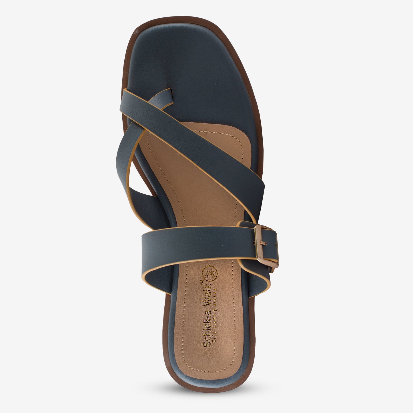 Schick a Walk Blue Dual Tone Toe-Ring Crossover-Strap Sandal For Women