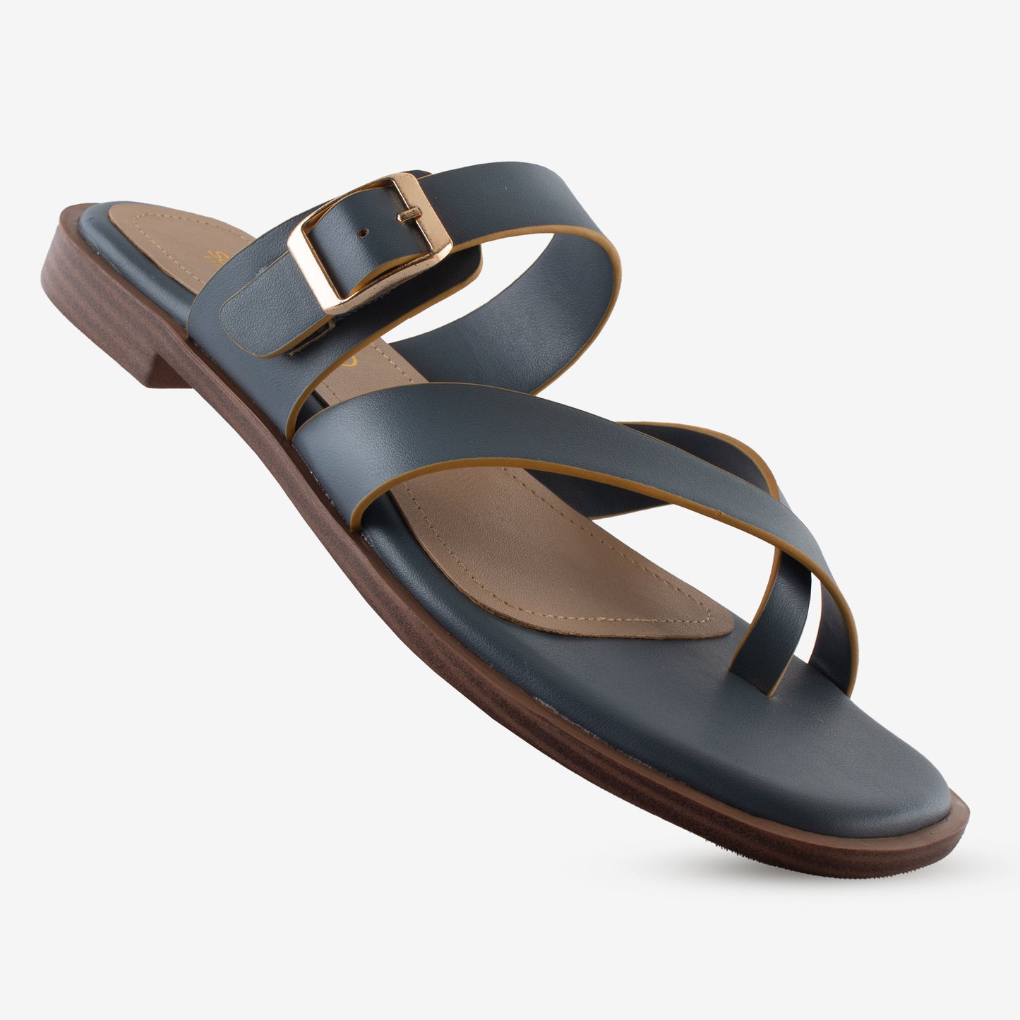 Schick a Walk Blue Dual Tone Toe-Ring Crossover-Strap Sandal For Women