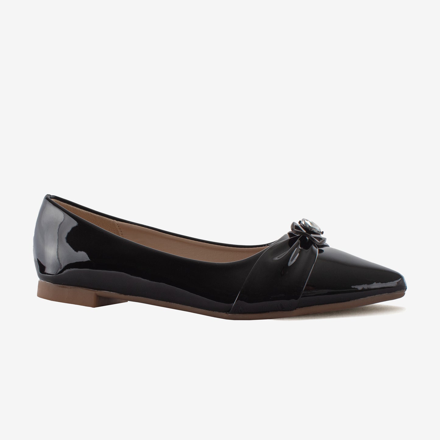 Schick a Walk Diamond Studded Black Ballerina Flats For Women