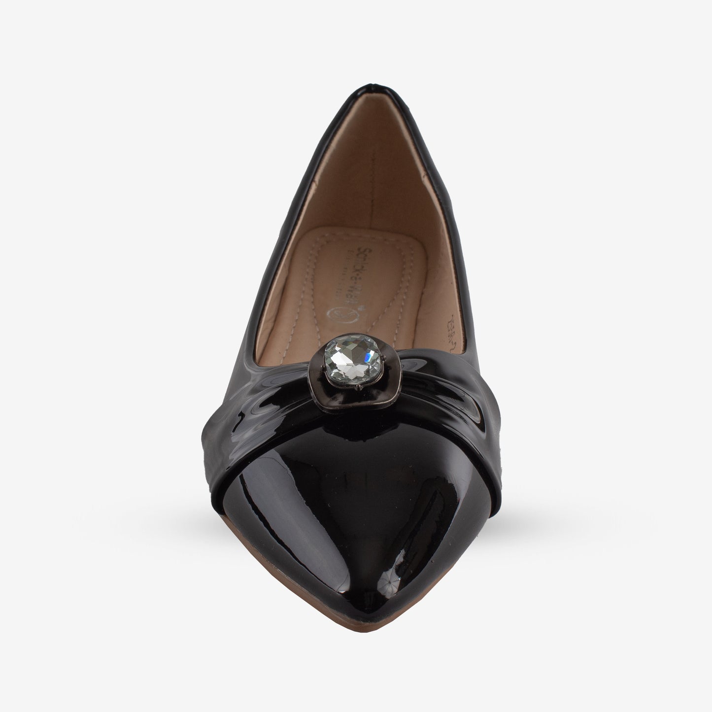 Schick a Walk Diamond Studded Black Ballerina Flats For Women