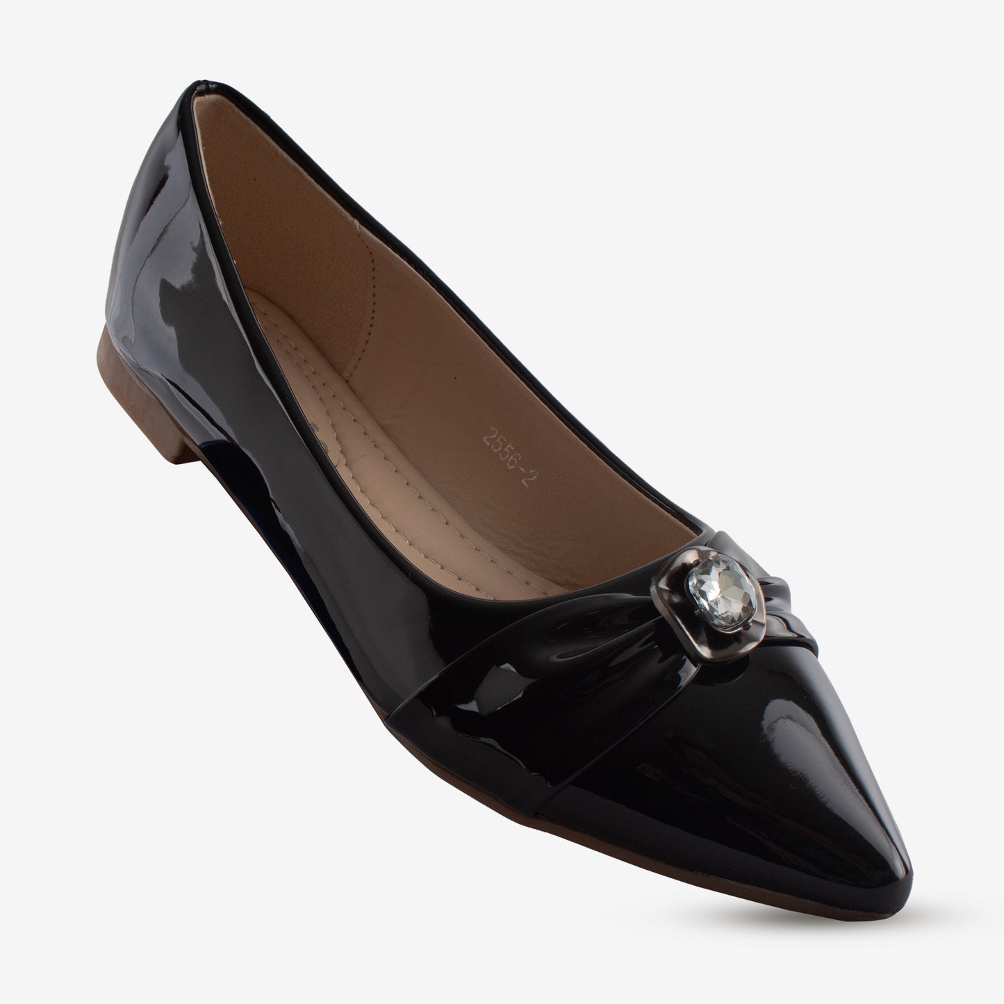 Schick a Walk Diamond Studded Black Ballerina Flats For Women