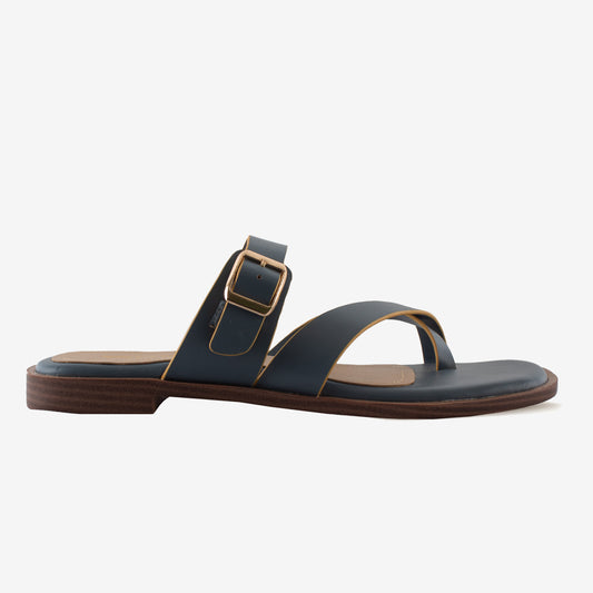 Schick a Walk Blue Dual Tone Toe-Ring Crossover-Strap Sandal For Women