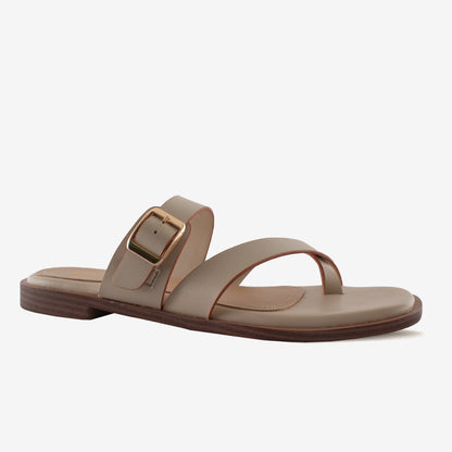 Schick a Walk Cream Dual Tone Toe-Ring Crossover-Strap Sandal For Women