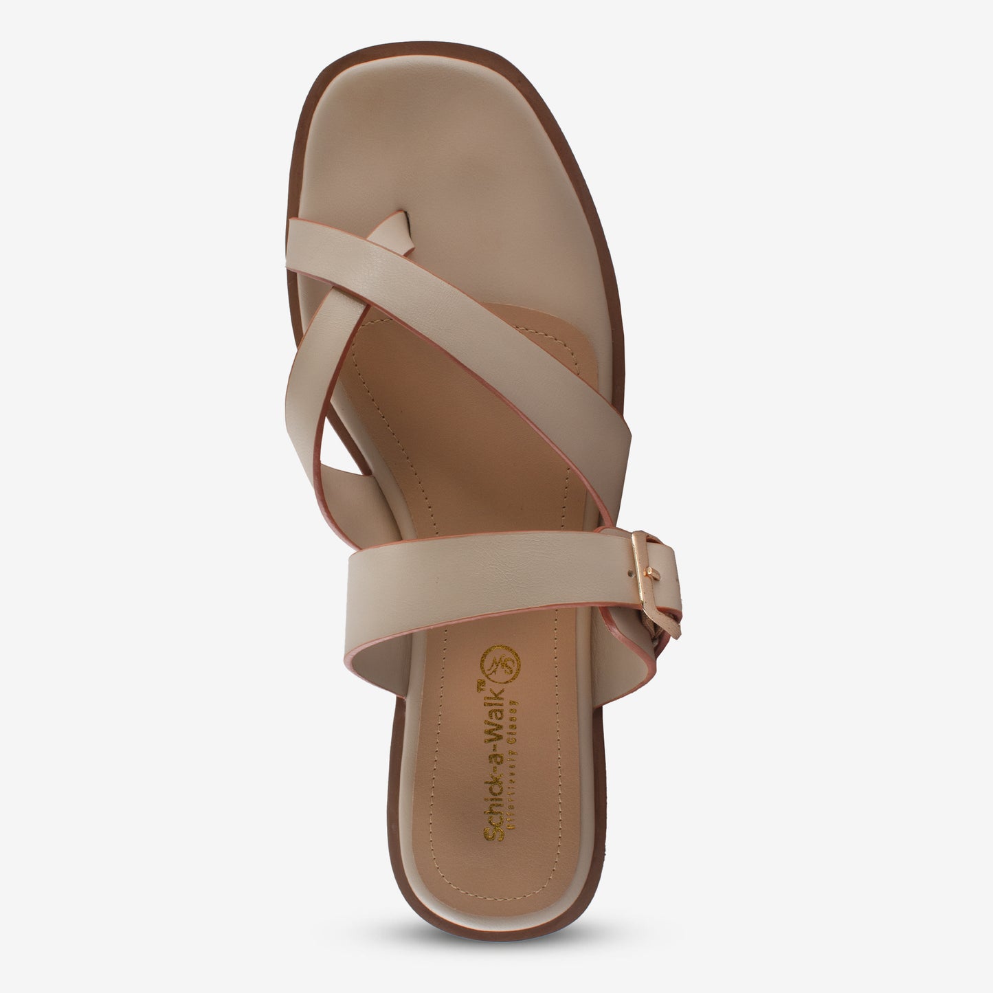 Schick a Walk Cream Dual Tone Toe-Ring Crossover-Strap Sandal For Women