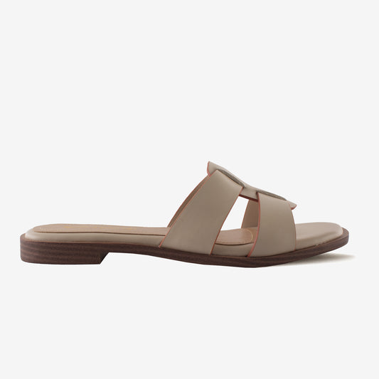 Schick a Walk Cream Strappy Slide Sandal For Women