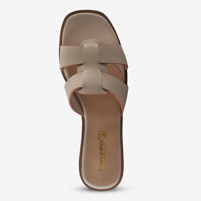 Schick a Walk Cream Strappy Slide Sandal For Women