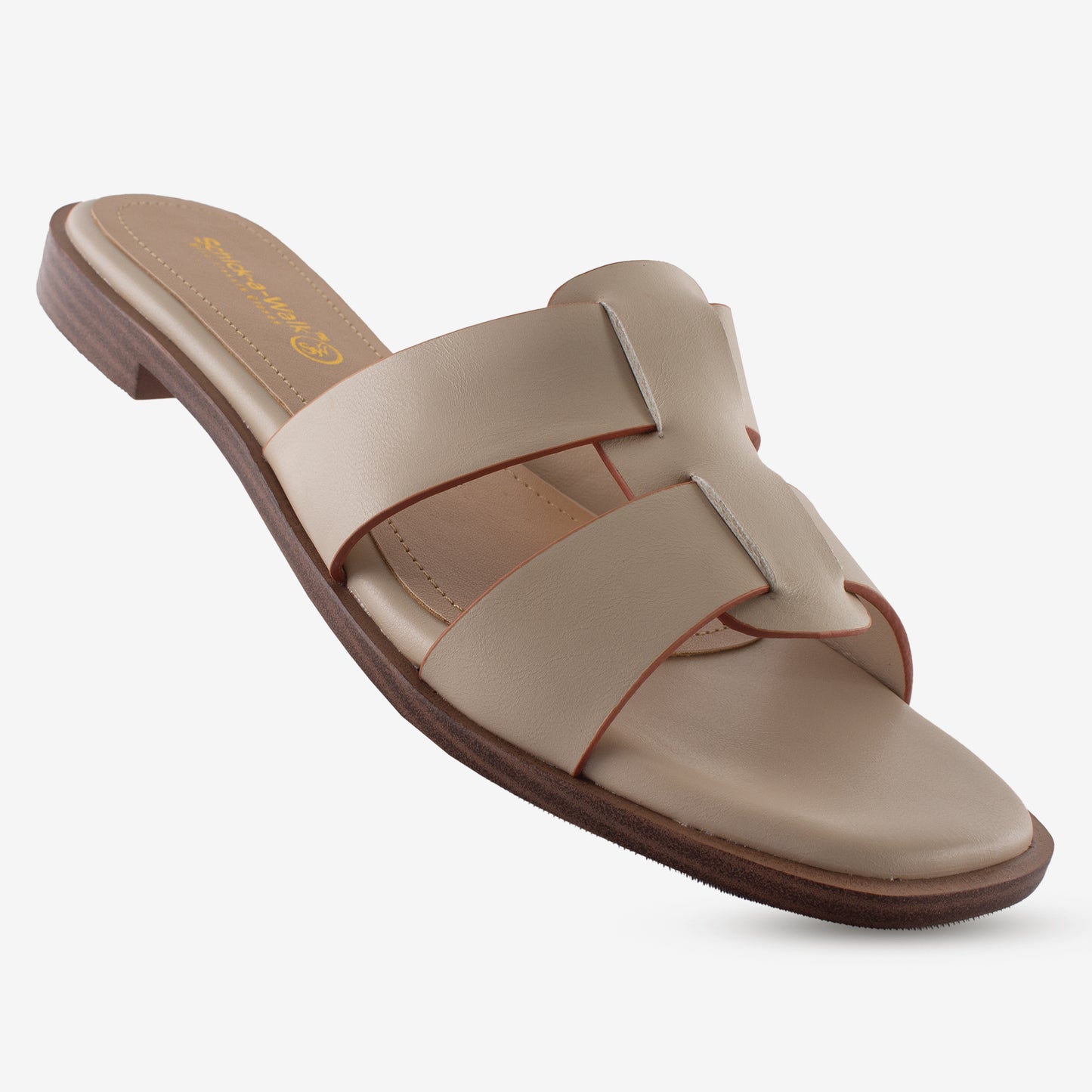 Schick a Walk Cream Strappy Slide Sandal For Women