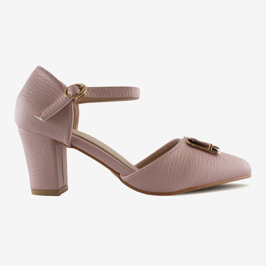 Schick a Walk Pink Pointed-Toe Slingback Block Heel Sandal For Women