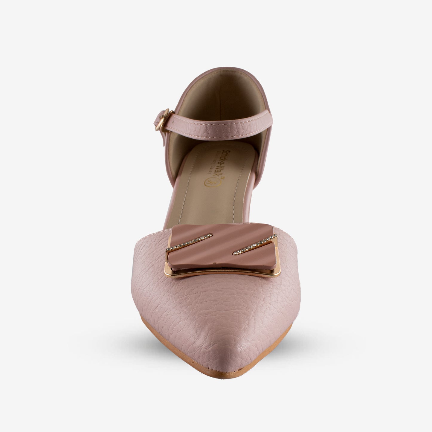 Schick a Walk Pink Pointed-Toe Slingback Block Heel Sandal For Women