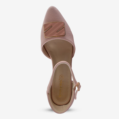 Schick a Walk Pink Pointed-Toe Slingback Block Heel Sandal For Women