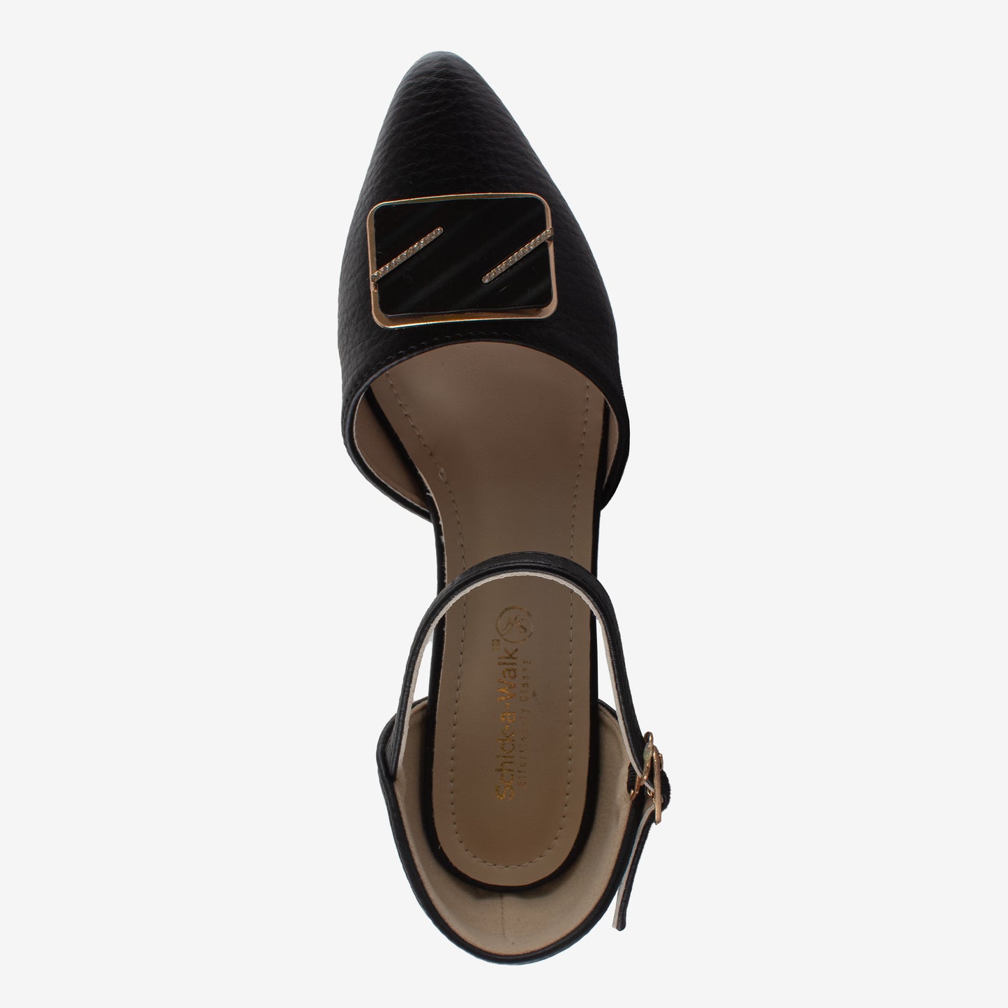 Schick a Walk Black Pointed-Toe Slingback Block Heel Sandal For Women