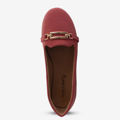 Schick a Walk Casual Cherry Suede Ballerinas with Trims For Women