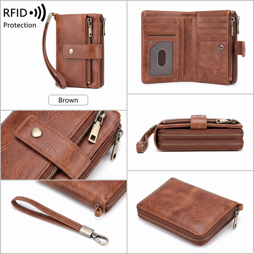Brown RFID Blocking Women's Wallet