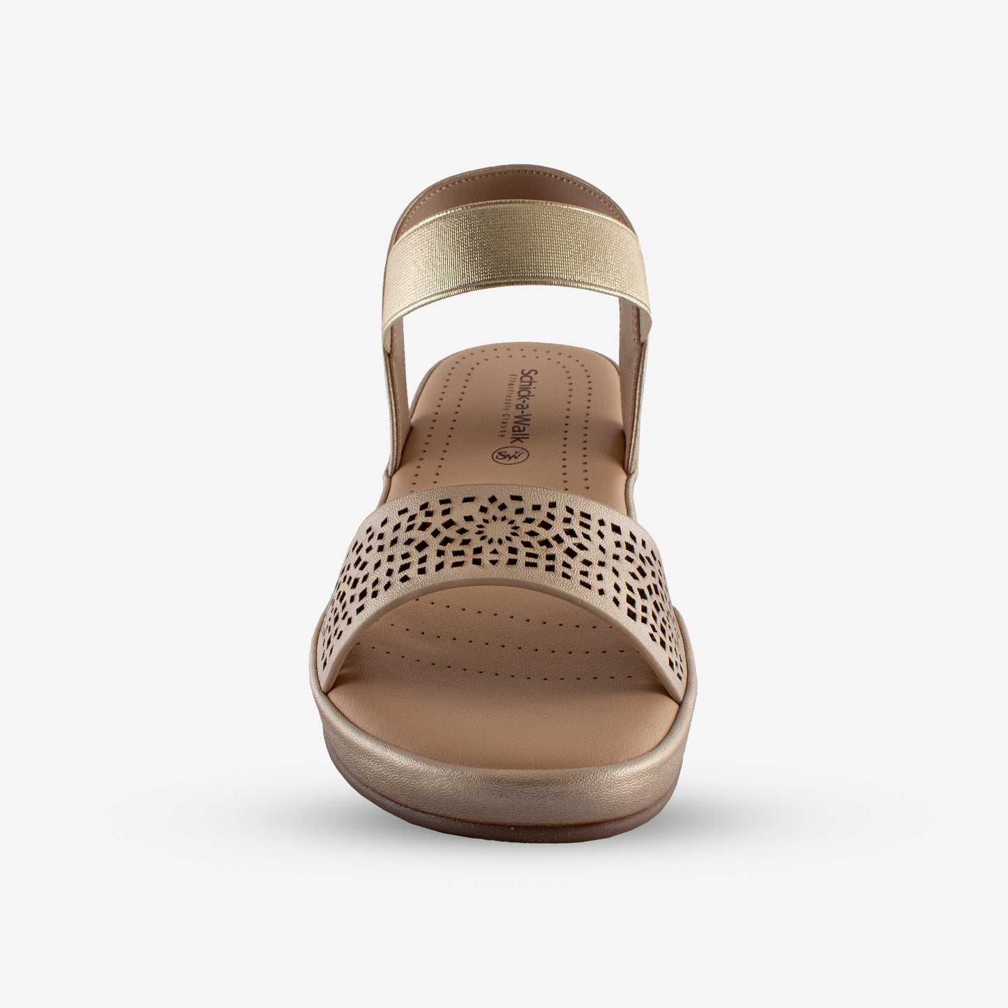 Schick a Walk Ankle-Strap Laser cut Ethnic Wedge Heel Sandal For Women - Metallic Gold