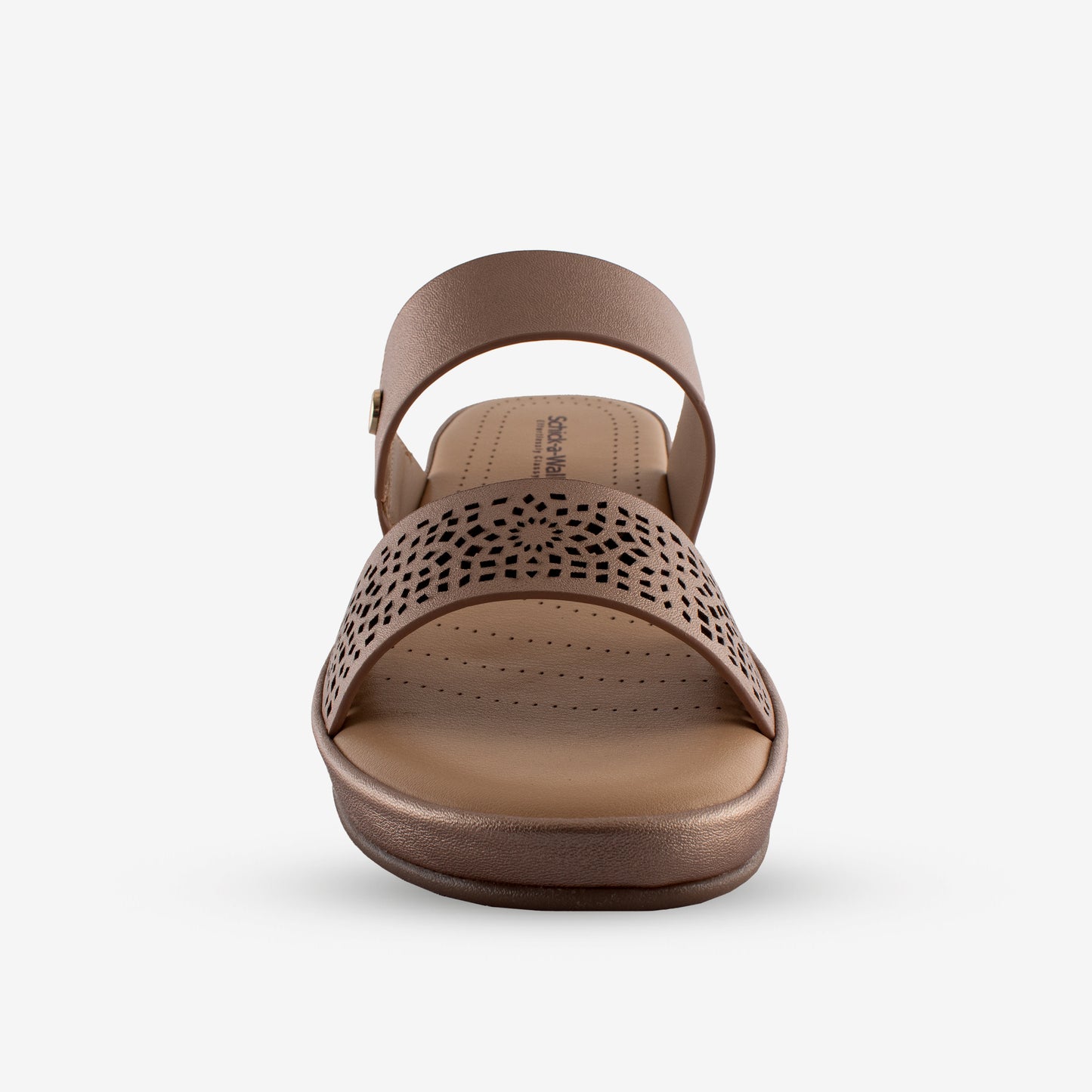 Schick a Walk Laser Cut Rose Gold Wedge Heel Slide Sandal For Women