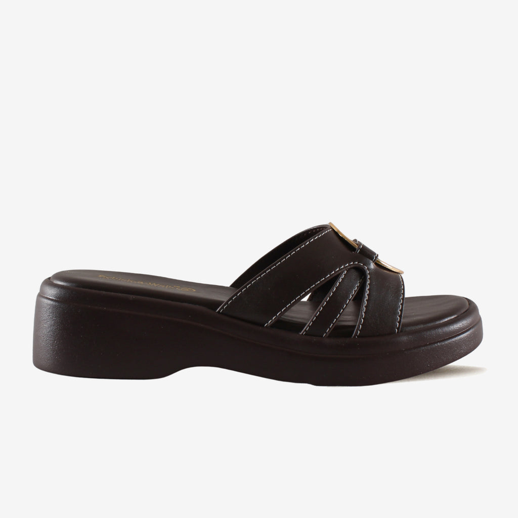 Hoop Wedge Slide Brown