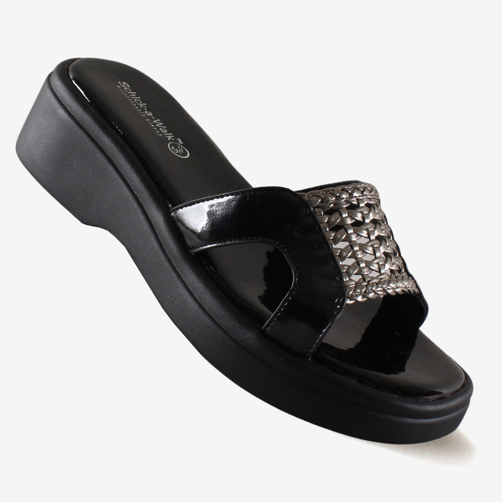 Braidy Wedge Slide Black