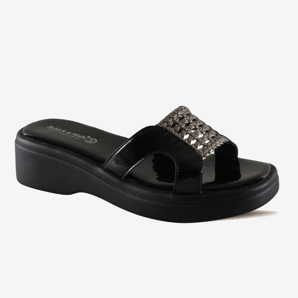 Braidy Wedge Slide Black