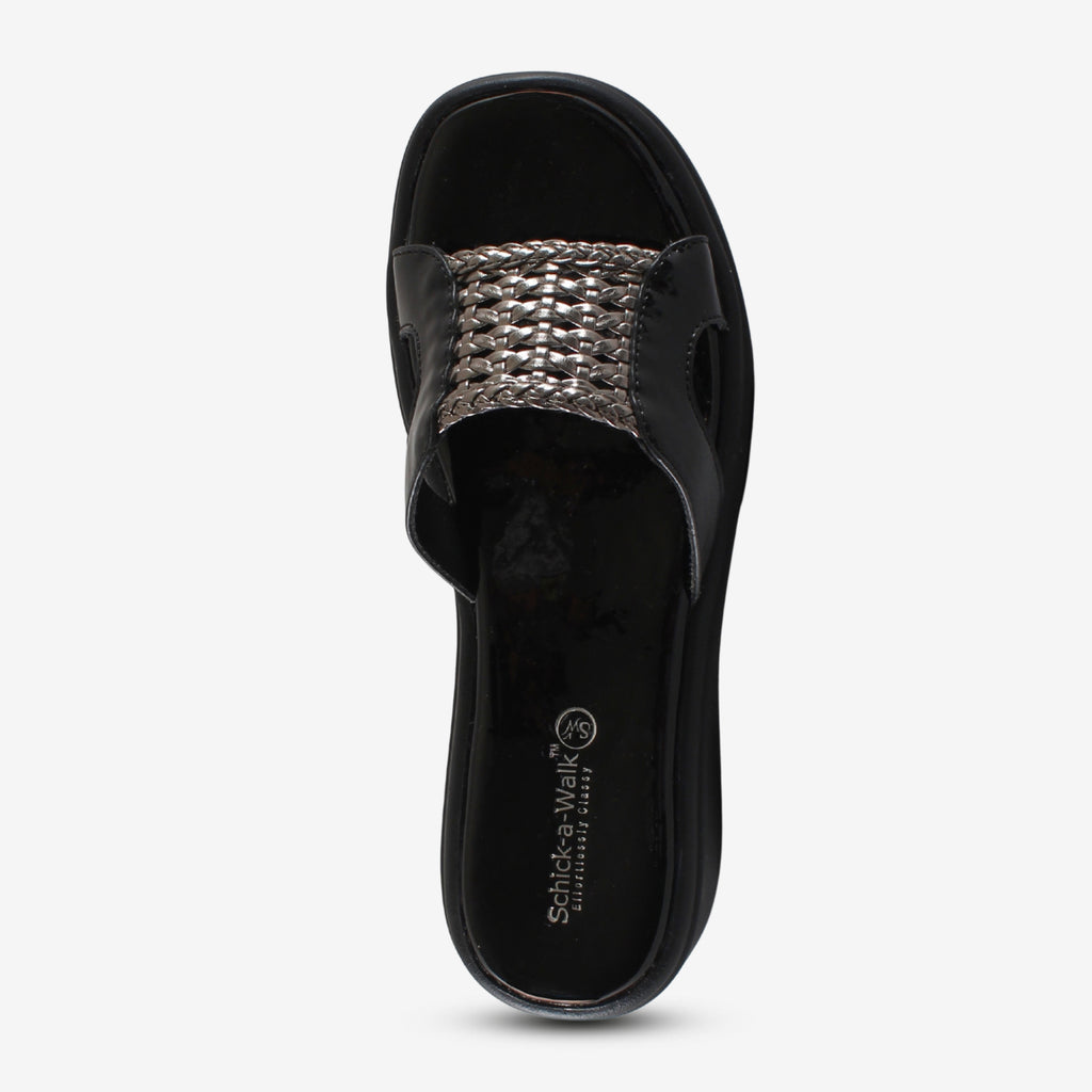 Braidy Wedge Slide Black