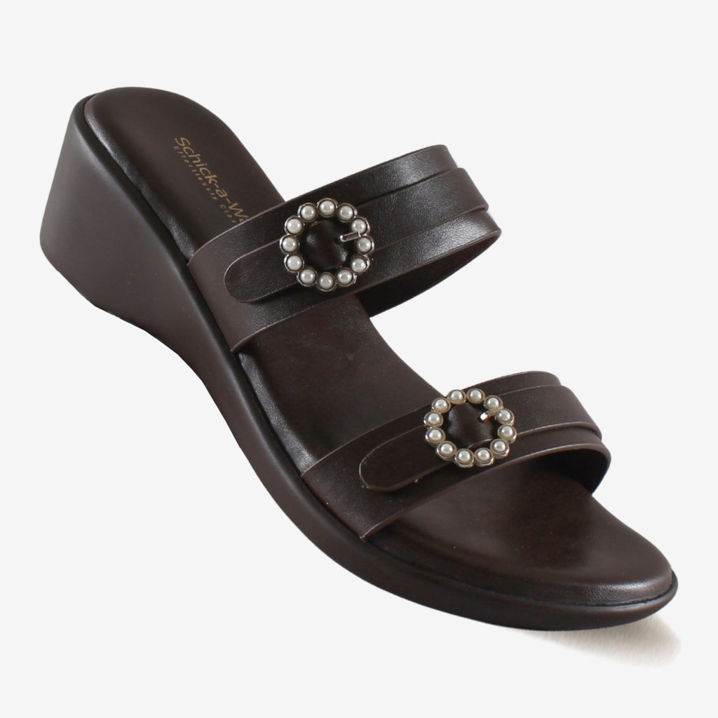 Pearla Wedge Slide Brown