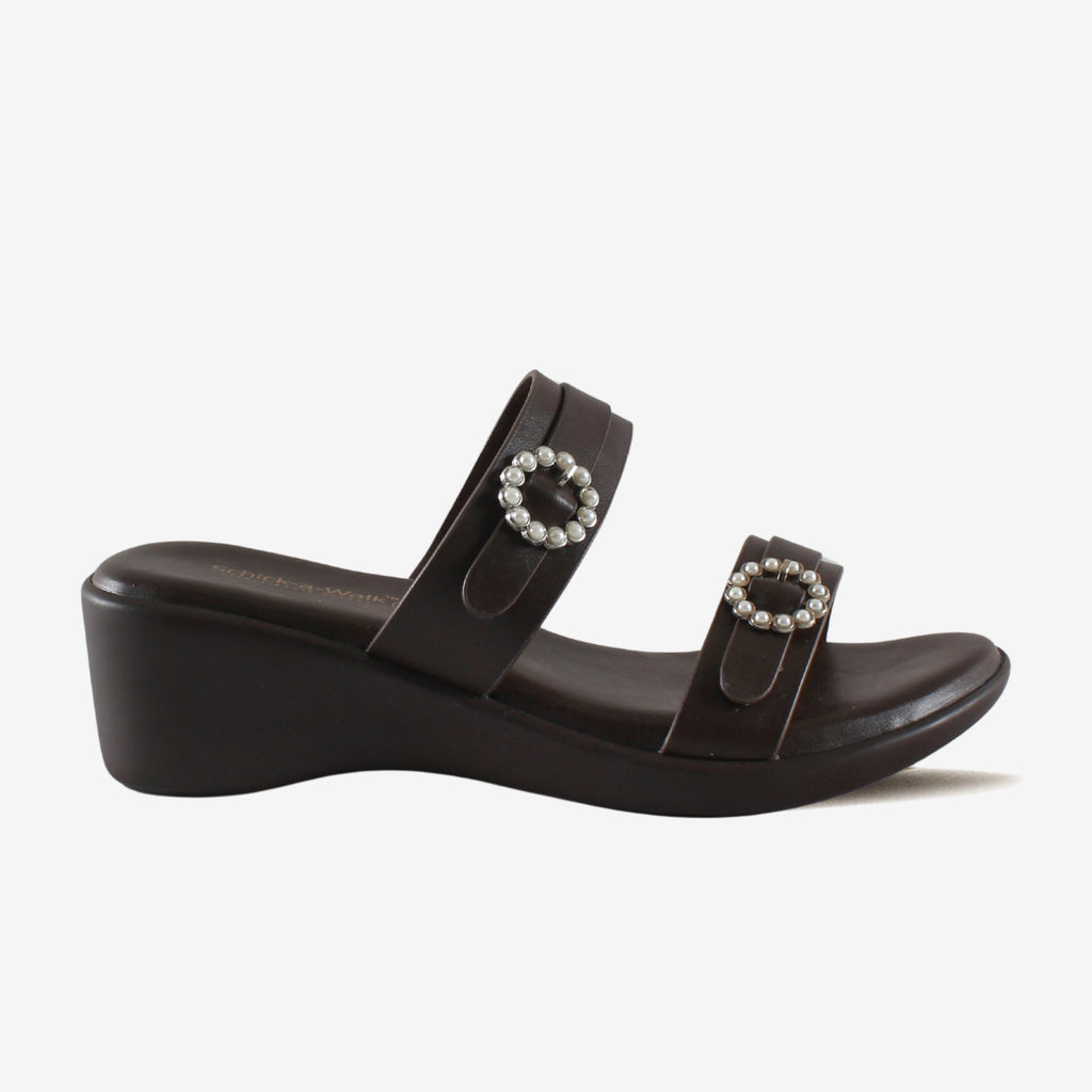 Pearla Wedge Slide Brown
