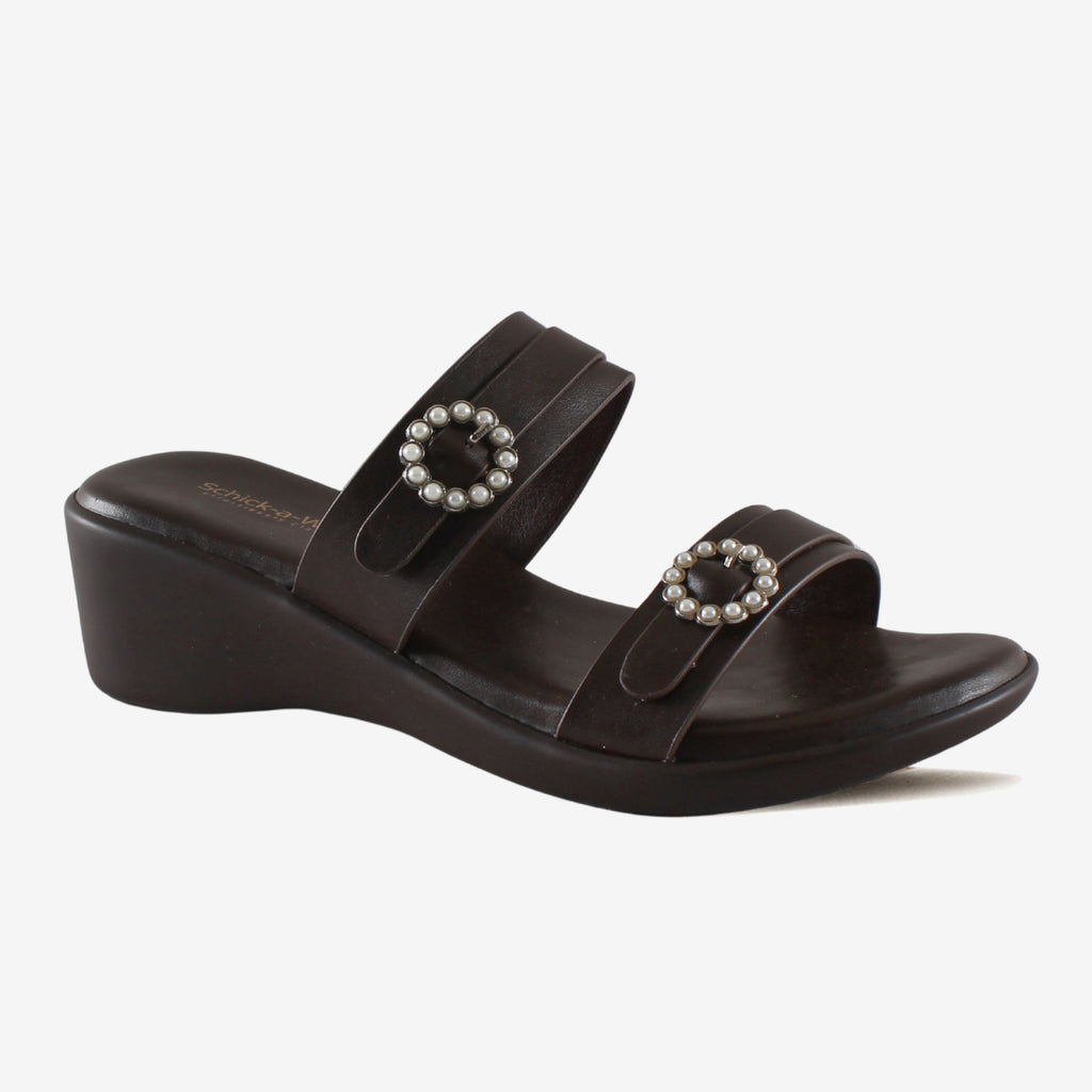 Pearla Wedge Slide Brown