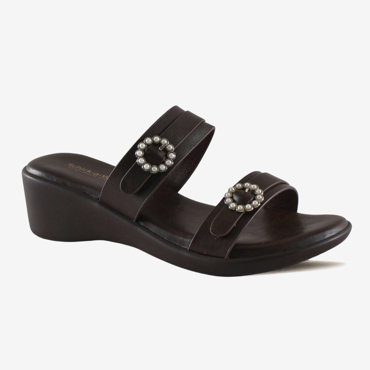 Pearla Wedge Slide Brown