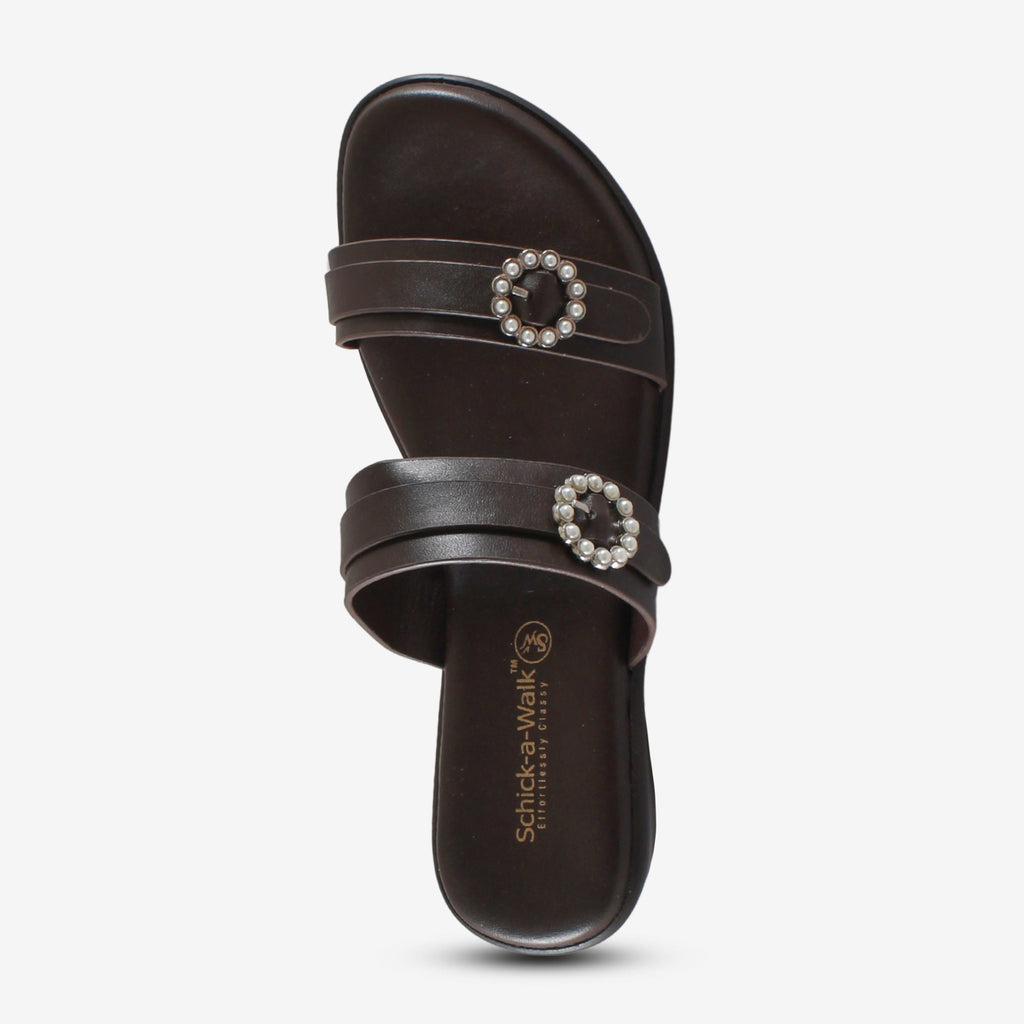Pearla Wedge Slide Brown