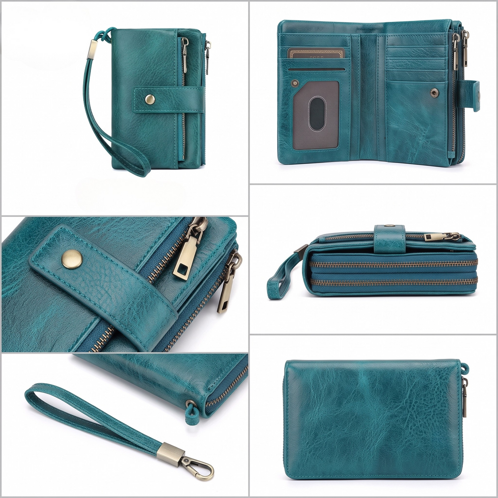 Peacock Blue RFID Blocking Women's Wallet