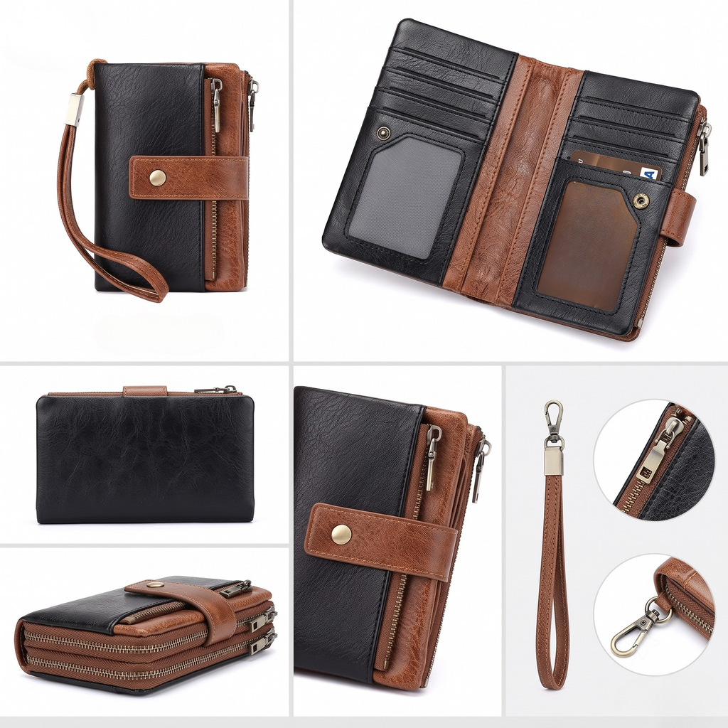 Brown & Black RFID Blocking Women's Wallet
