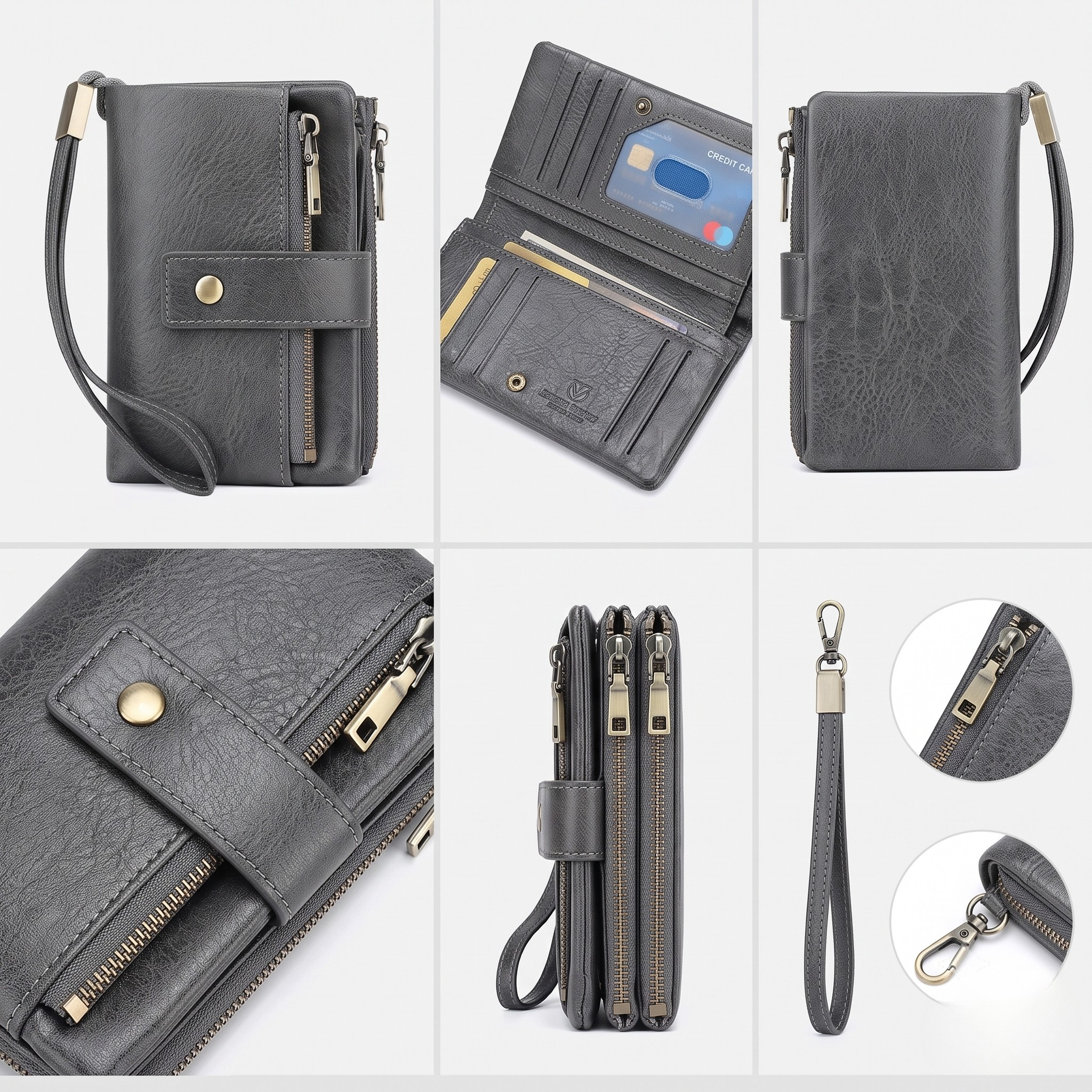 Grey RFID Blocking Women's Wallet